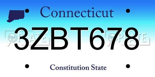3ZBT678 Connecticut License Plate