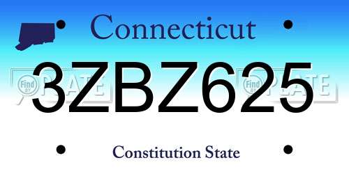 3ZBZ625 Connecticut License Plate
