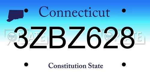 3ZBZ628 Connecticut License Plate