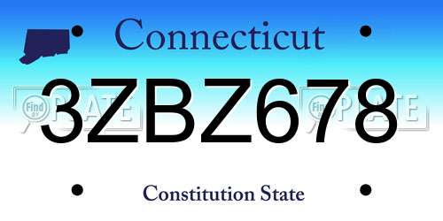 3ZBZ678 Connecticut License Plate