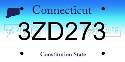 3ZD273 Connecticut License Plate