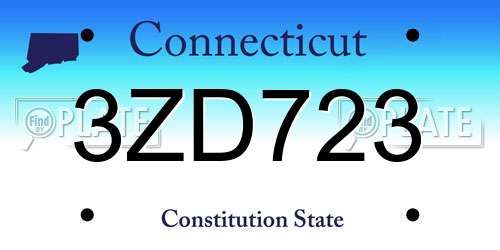 3ZD723 Connecticut License Plate