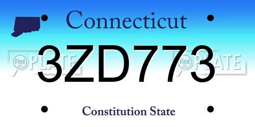 3ZD773 Connecticut License Plate