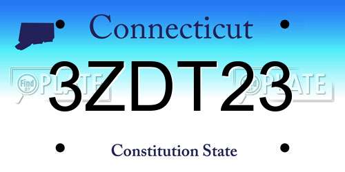 3ZDT23 Connecticut License Plate