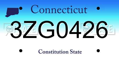 3ZG0426 Connecticut License Plate