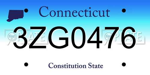 3ZG0476 Connecticut License Plate