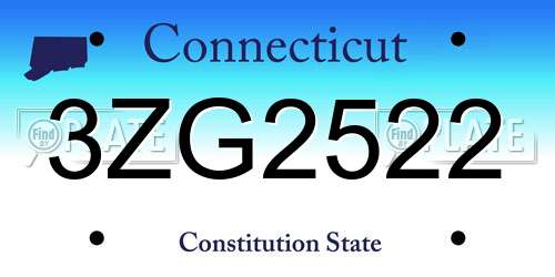 3ZG2522 Connecticut License Plate