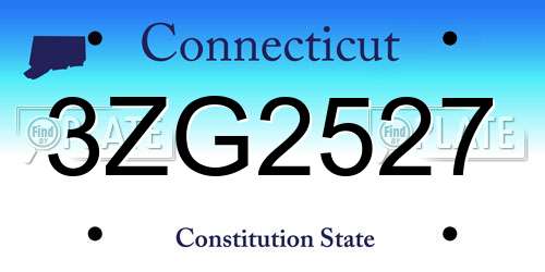 3ZG2527 Connecticut License Plate