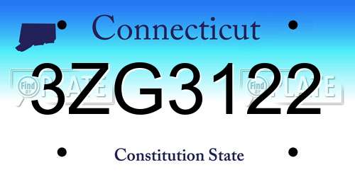 3ZG3122 Connecticut License Plate