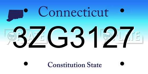 3ZG3127 Connecticut License Plate