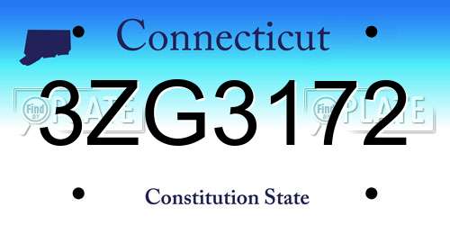 3ZG3172 Connecticut License Plate