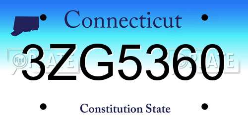 3ZG5360 Connecticut License Plate
