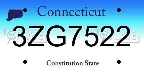 3ZG7522 Connecticut License Plate