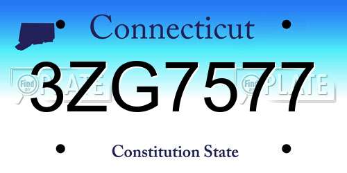 3ZG7577 Connecticut License Plate