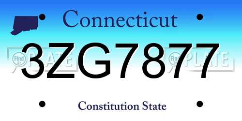 3ZG7877 Connecticut License Plate