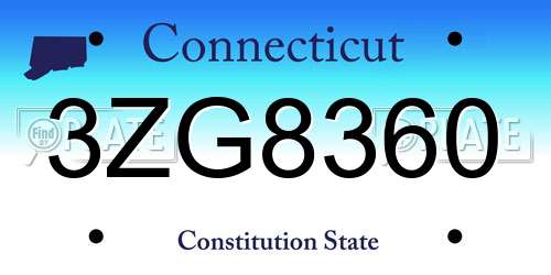 3ZG8360 Connecticut License Plate