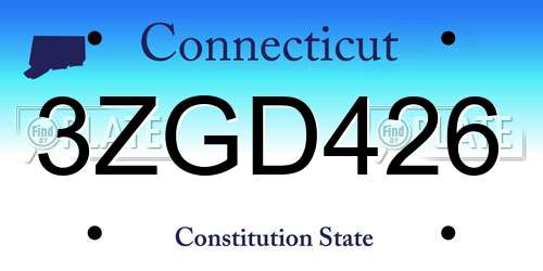 3ZGD426 Connecticut License Plate