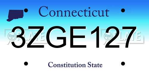 3ZGE127 Connecticut License Plate