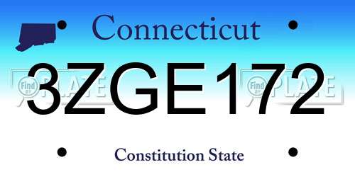 3ZGE172 Connecticut License Plate