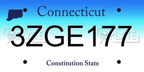 3ZGE177 Connecticut License Plate
