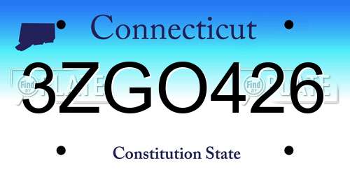 3ZGO426 Connecticut License Plate