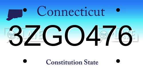 3ZGO476 Connecticut License Plate