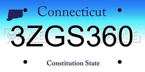 3ZGS360 Connecticut License Plate