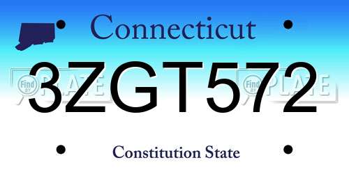 3ZGT572 Connecticut License Plate
