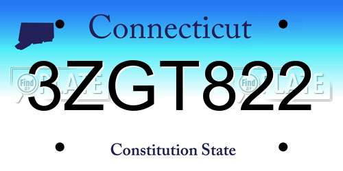 3ZGT822 Connecticut License Plate