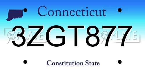 3ZGT877 Connecticut License Plate