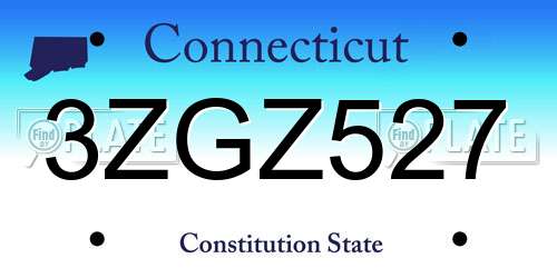 3ZGZ527 Connecticut License Plate