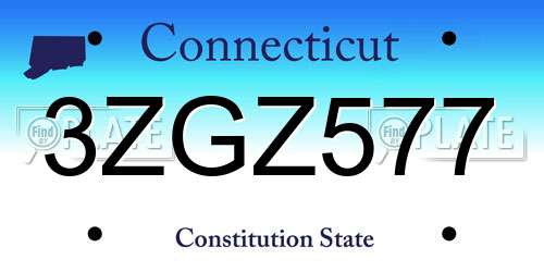 3ZGZ577 Connecticut License Plate