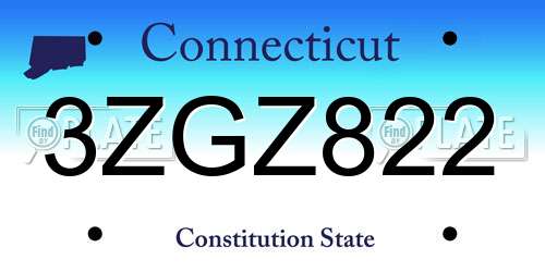 3ZGZ822 Connecticut License Plate