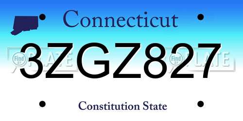 3ZGZ827 Connecticut License Plate