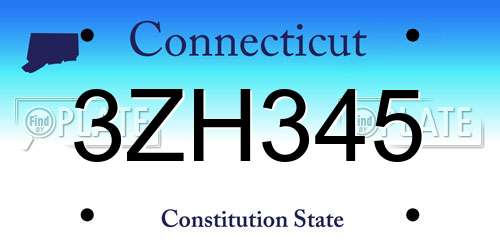 3ZH345 Connecticut License Plate