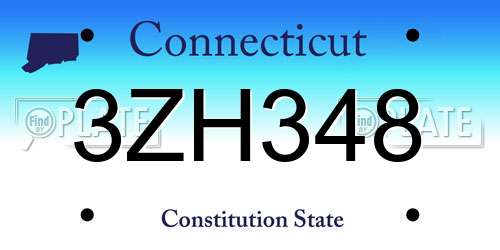 3ZH348 Connecticut License Plate