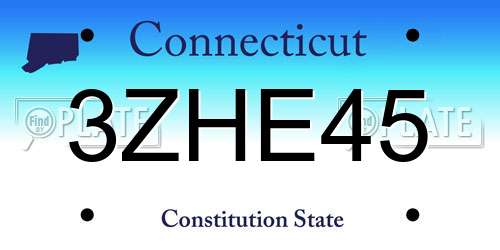3ZHE45 Connecticut License Plate