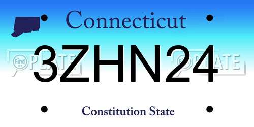 3ZHN24 Connecticut License Plate
