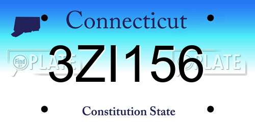3ZI156 Connecticut License Plate