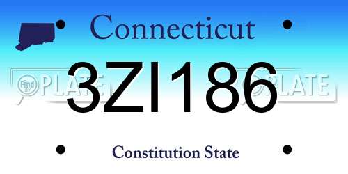 3ZI186 Connecticut License Plate