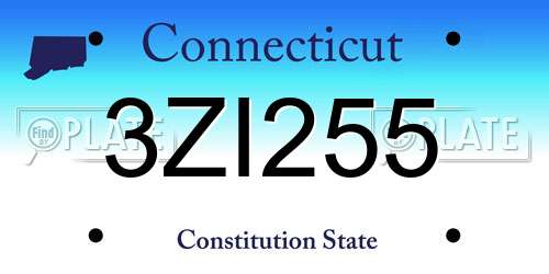 3ZI255 Connecticut License Plate