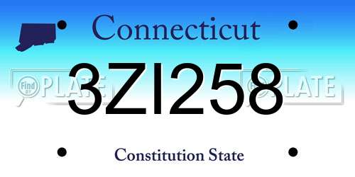 3ZI258 Connecticut License Plate