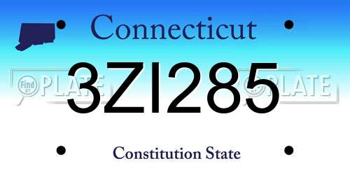 3ZI285 Connecticut License Plate
