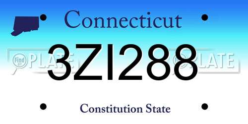3ZI288 Connecticut License Plate