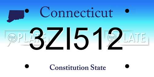 3ZI512 Connecticut License Plate