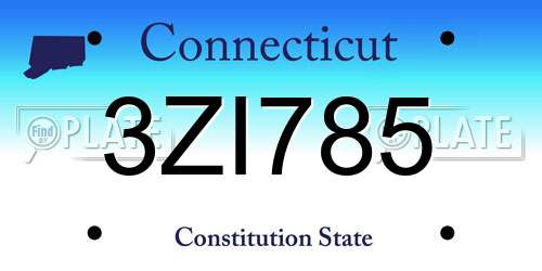 3ZI785 Connecticut License Plate