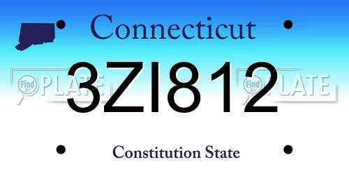 3ZI812 Connecticut License Plate