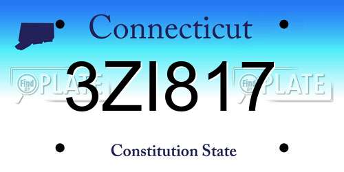 3ZI817 Connecticut License Plate