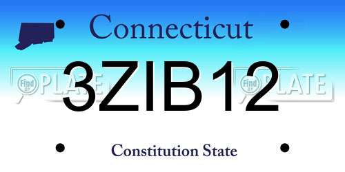 3ZIB12 Connecticut License Plate