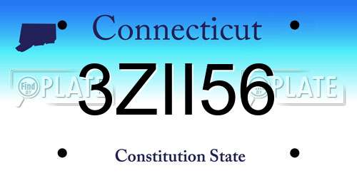 3ZII56 Connecticut License Plate